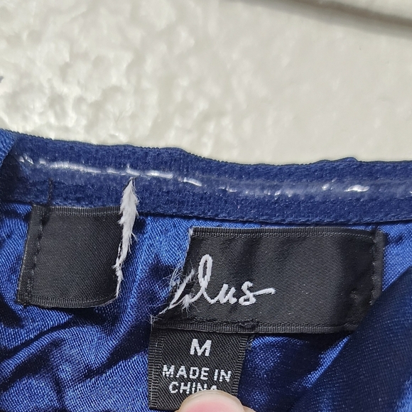 Lulus Perfected Elegance Navy Blue Satin Pleated Strapless Maxi Dress M Wedding - Picture 9 of 9